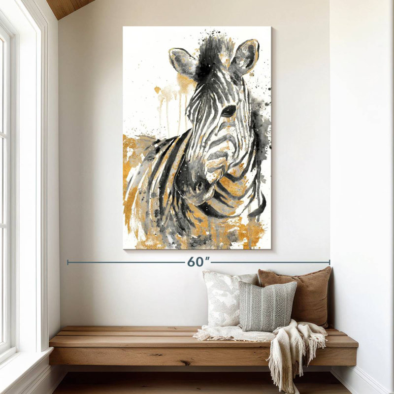 Brampt Water Zebra With Gold, 51" H x 34" W