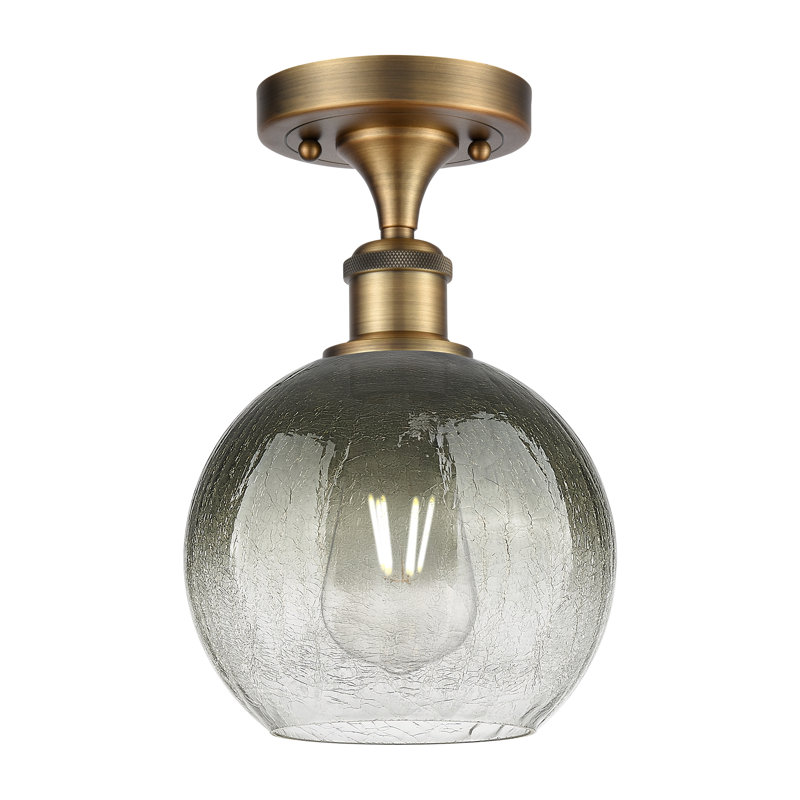 Appleton Rattan Semi Flush Mount, Gris / laiton brossé