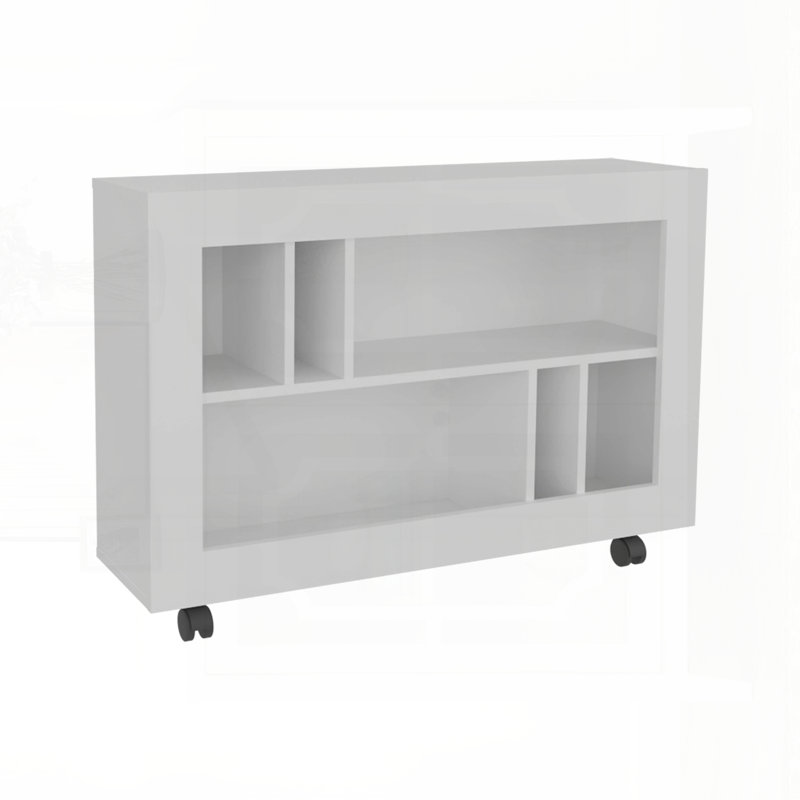 Chariot de table 37,4 pouces avec six tablettes et roulettes - blanc