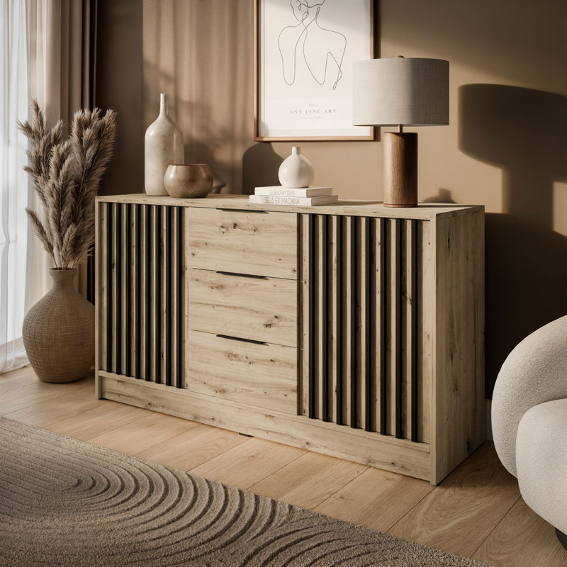 155cm Sideboard, Artisan Oak/Black