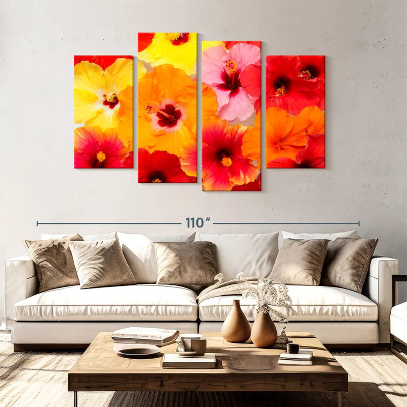 Hibiscus Harnek en été, H 54 po x l 84 po