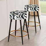 Black And White Zebra Monochromatic Elegance I - Abstract Bar Stools Set Of 2