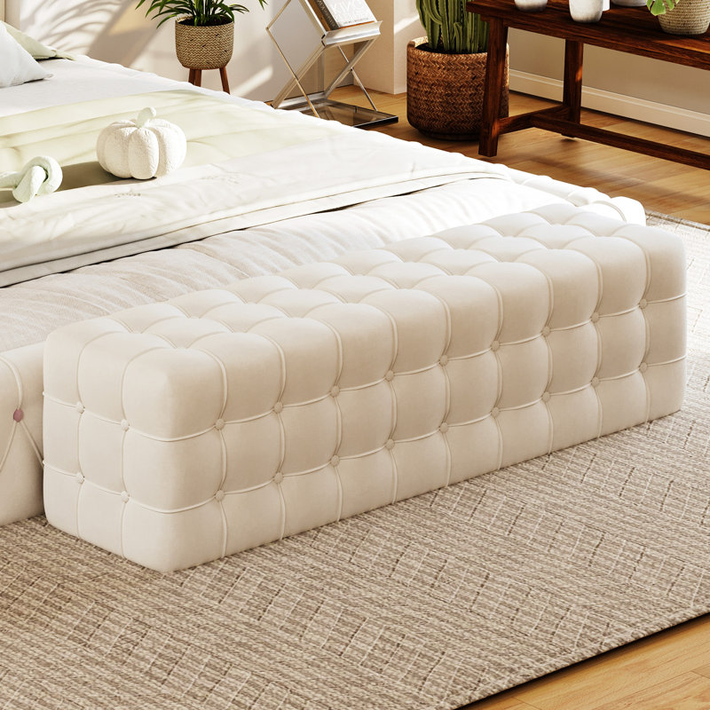 Banc rembourré 46,4 po, Blanc