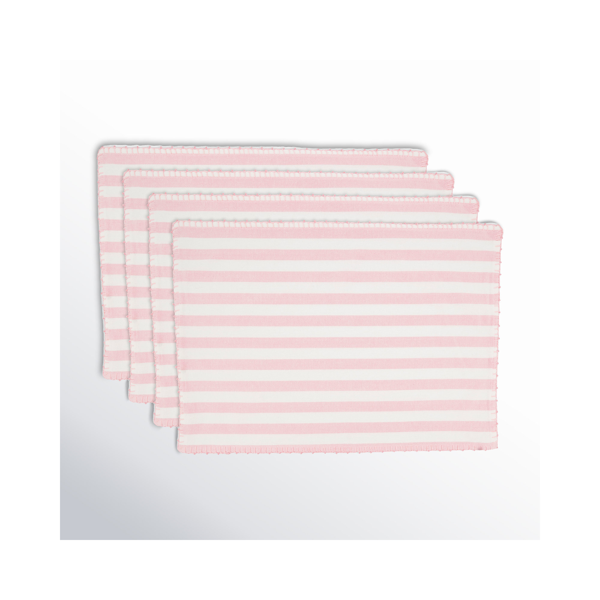 Oxford 100% Cotton Striped Rectangle Placemat, Pink