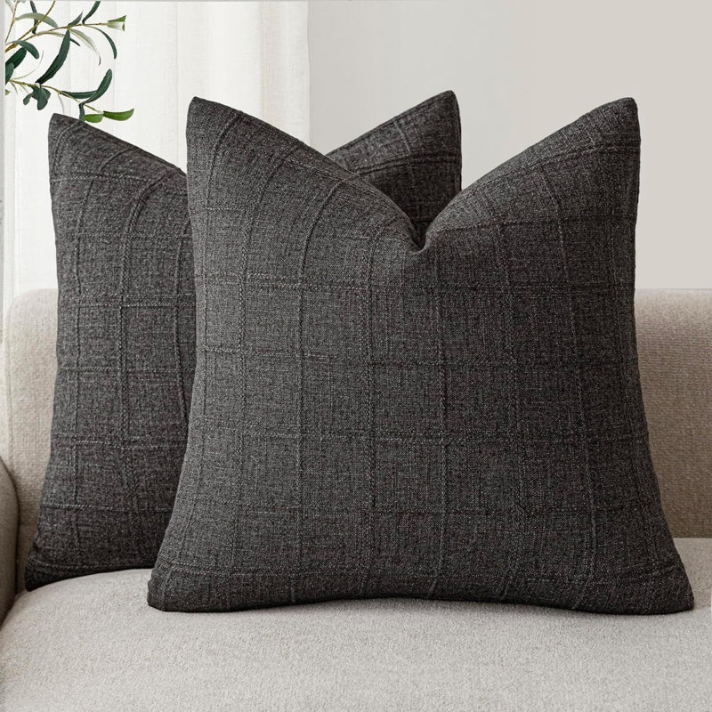Housses de coussin décoratives 18 x 18 pouces Boho, Gris anthracite