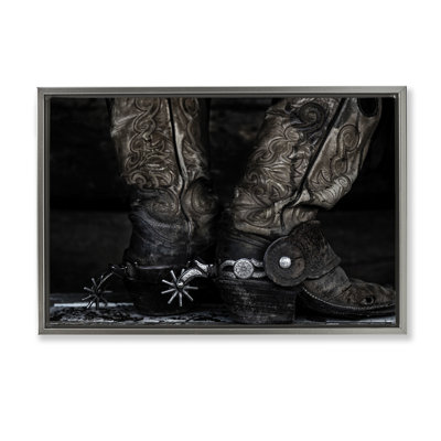 Cowboy Boots with Spurs Framed Floater Canvas Wall Art, design by PHBurchett