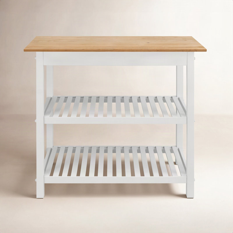 Table de préparation en bois massif de 40 po Herriott, Blanc / Cerise, 36,5 po H x 40 po l x 20 po P