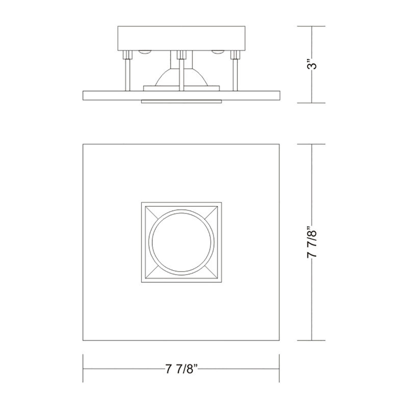 Polifemo 1 - Light Semi Flush Mount, 3" H x 7.8" W x 7.8" D, White