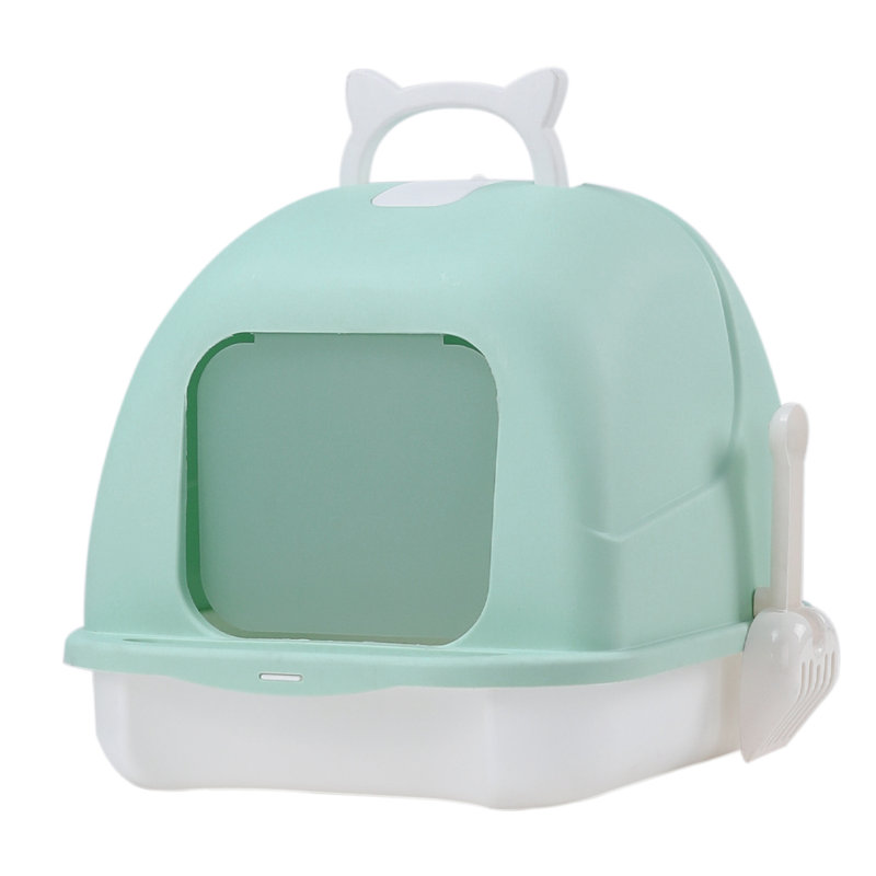 Bay Fully Enclosed Large Cat Litter Box, Green