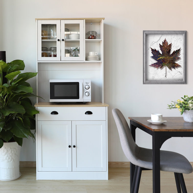 Gray Kitchen Pantry Cabinet Storage with Adjustable Shelves, Buffet Cu