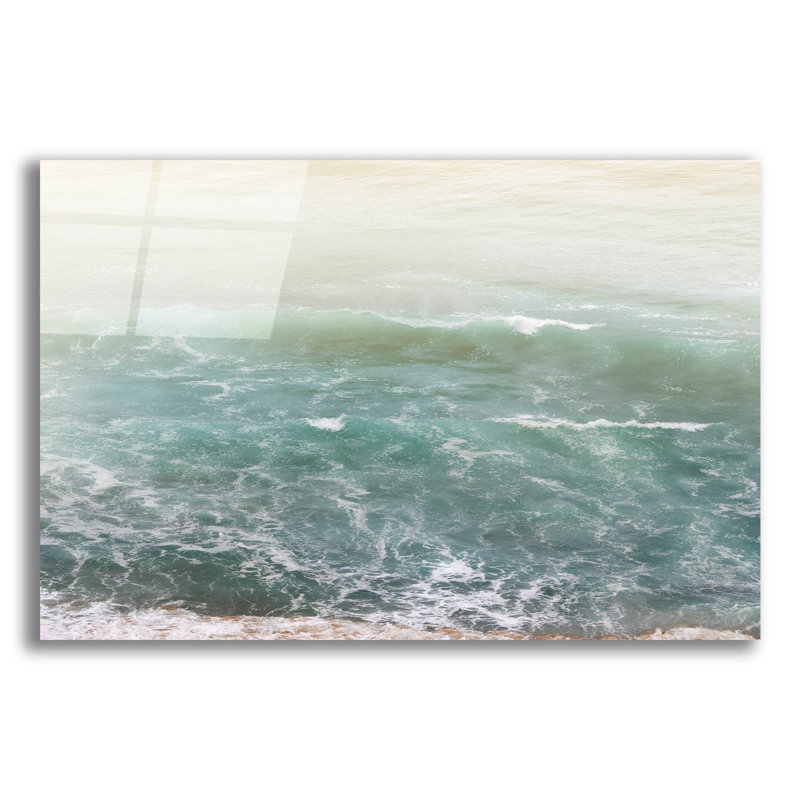 Art mural en verre épique «White Oceans 4» par Ian Winistanley, H 16 po x l 24 po x P 0,2 po