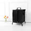 Panier à linge 110L en tissu noir 2 avec couvercle, cartes de tri pour vêtements