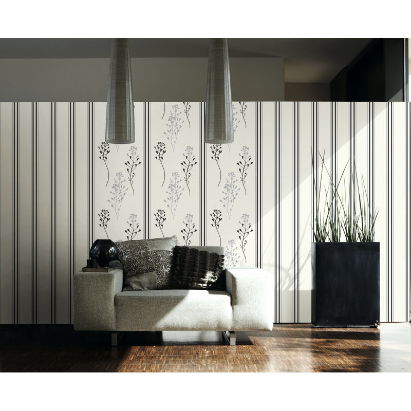 Rouleau de papier peint classique moderne Costantino, Blanc / Gris