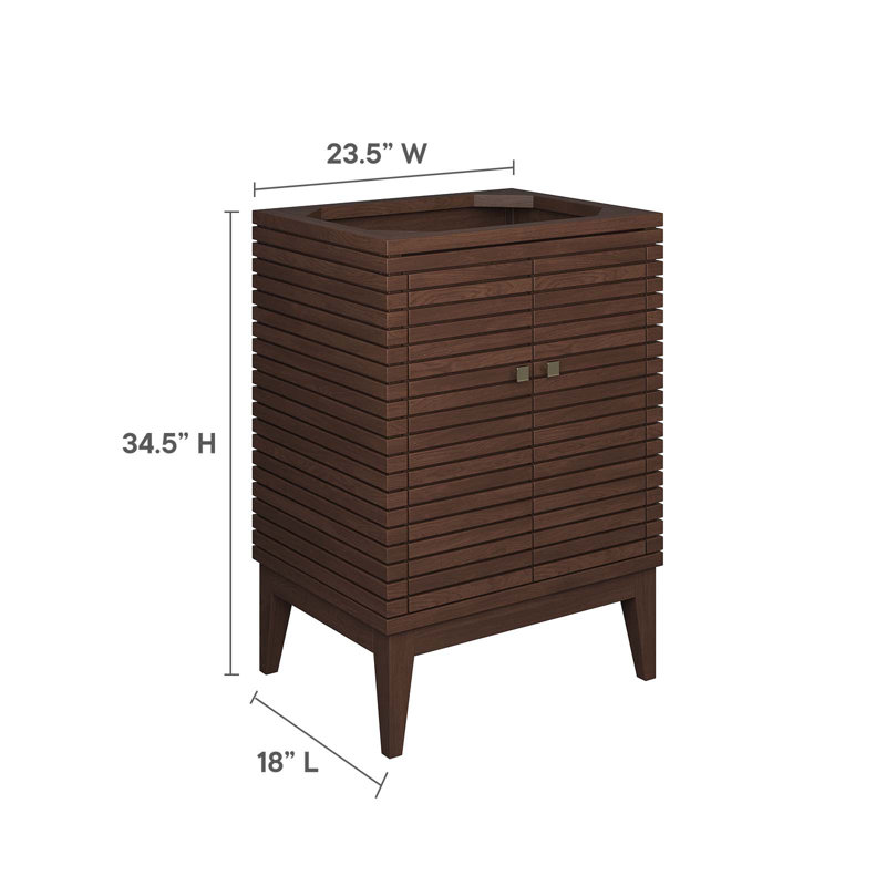 Modway Ledger 23.5'' Single Bathroom Vanity Base Only in Walnut