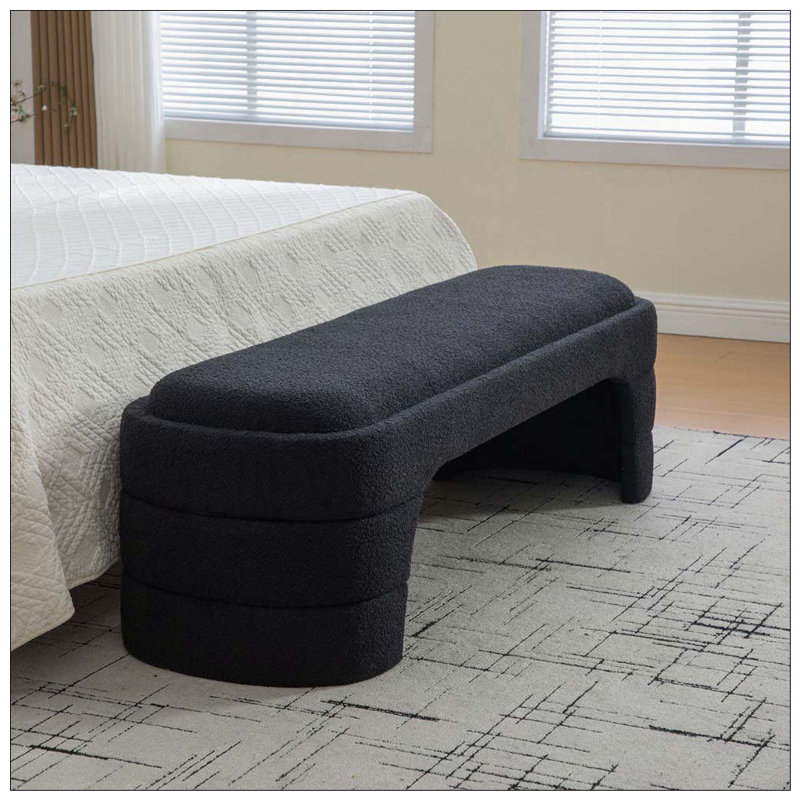 Banc de chambre rembourré sans accoudoirs de 64,96 po de largeur, Noir