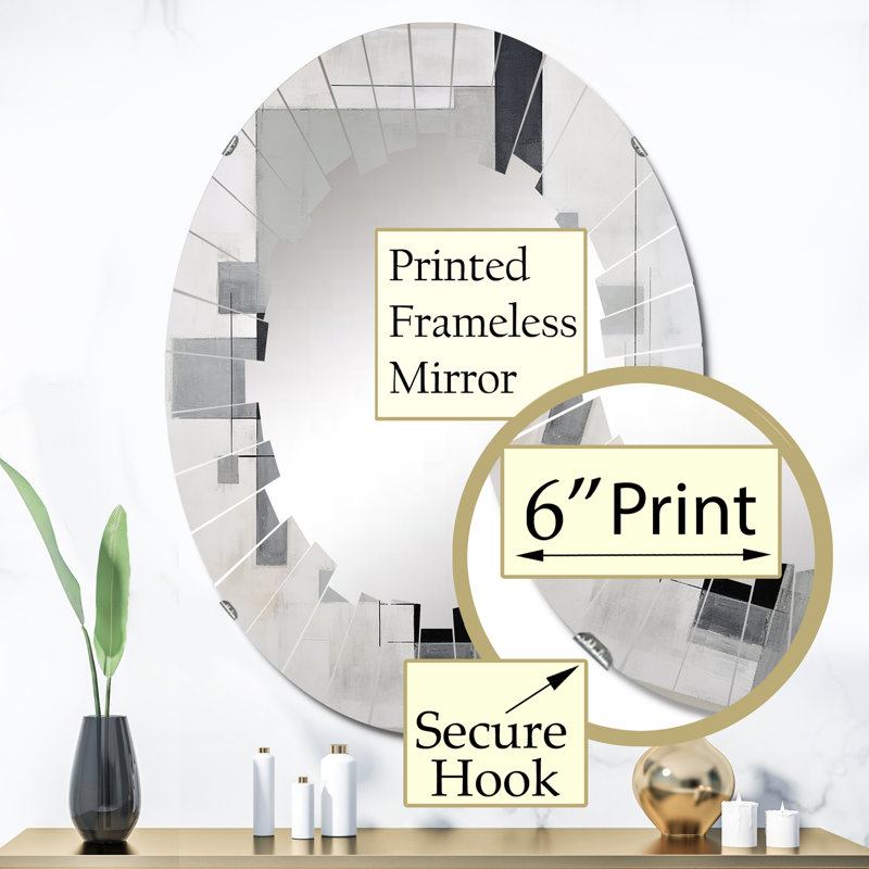 Tinmouth - Miroir mural moderne ovale, 36 po x 24 po