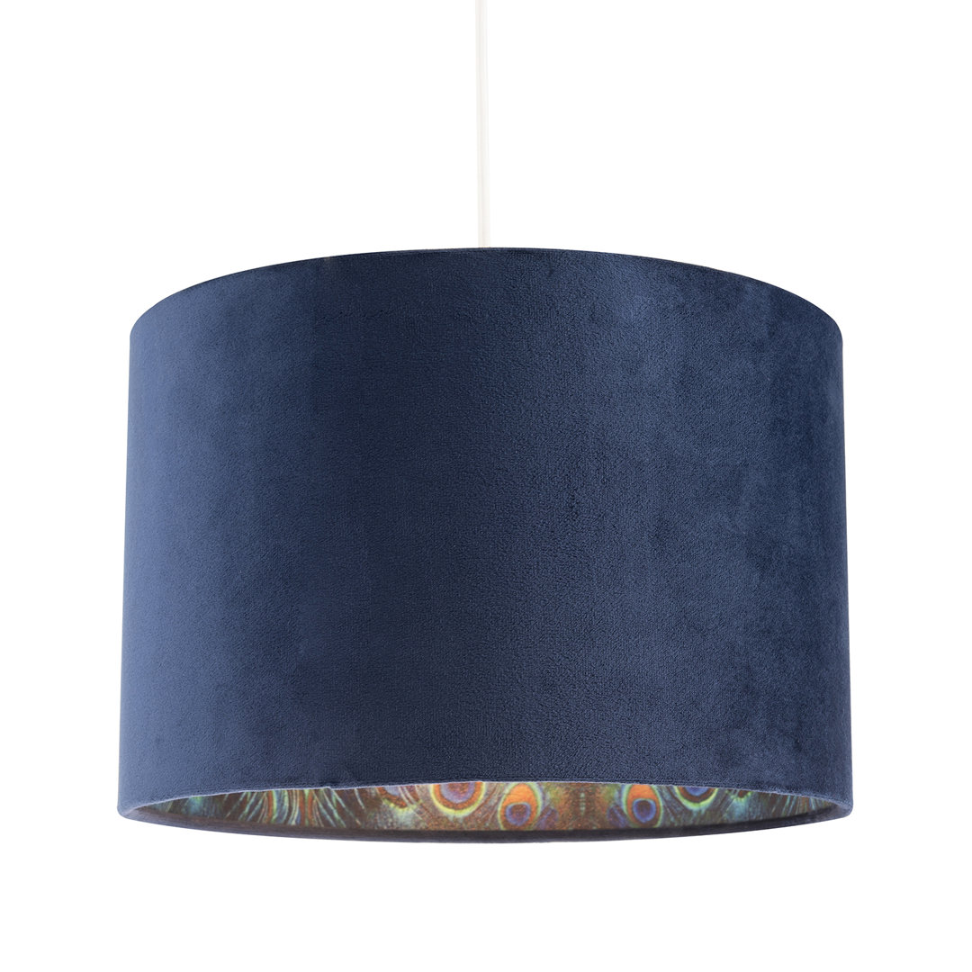 Velvet Lamp Shade With Peacock Feather Inner By