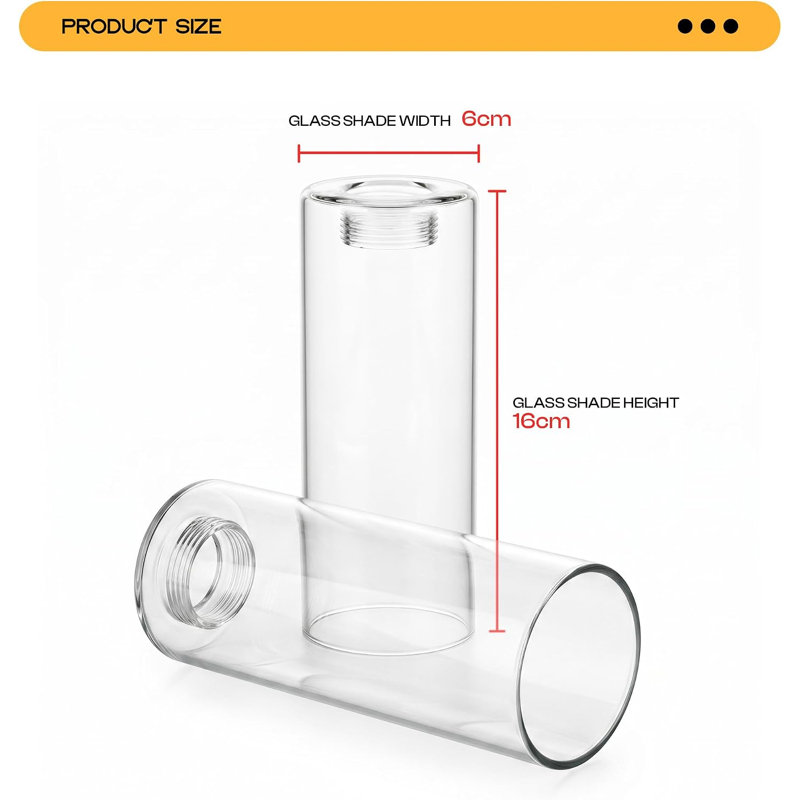 E14 Clear Transparent Glass Lamp Shade Replacement, Small Glass Lampshade for Table Lamps, Wall Lights and Ceiling Fixtures