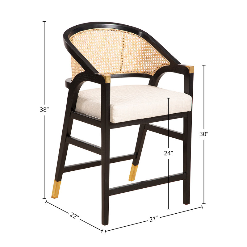 Royce 38" Tall Counter Stool, Black