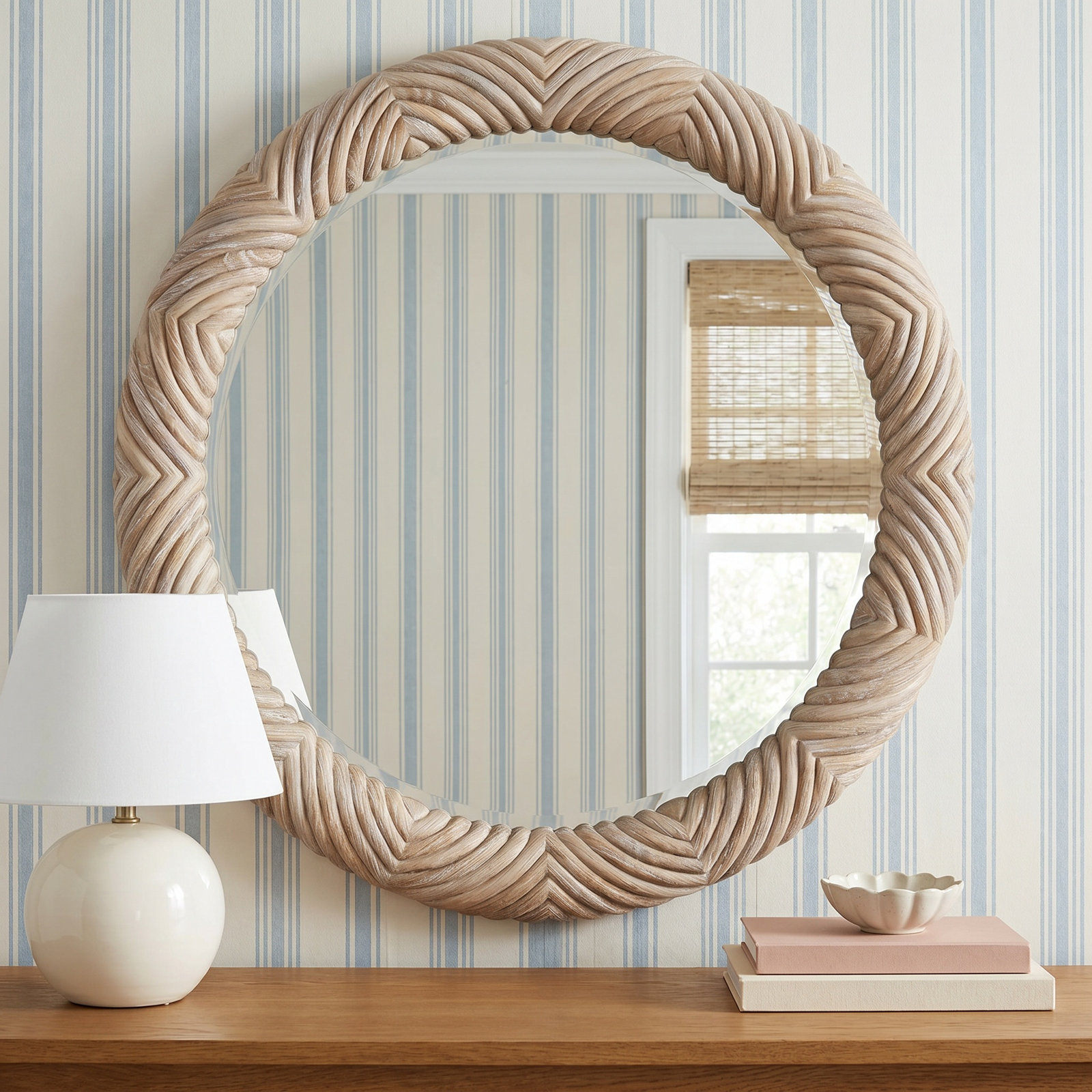 Lana 38" Solid Wood Wall Mirror