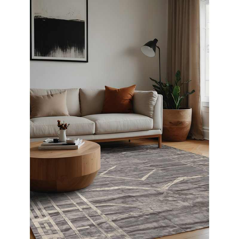 Tapis gris lavable à la machine, Carré 7 pi