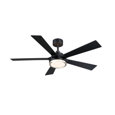 TorchAire 52 inch Indoor/Outdoor Ceiling Fan with LED CCT Select Light Kit - Black with Black Blades