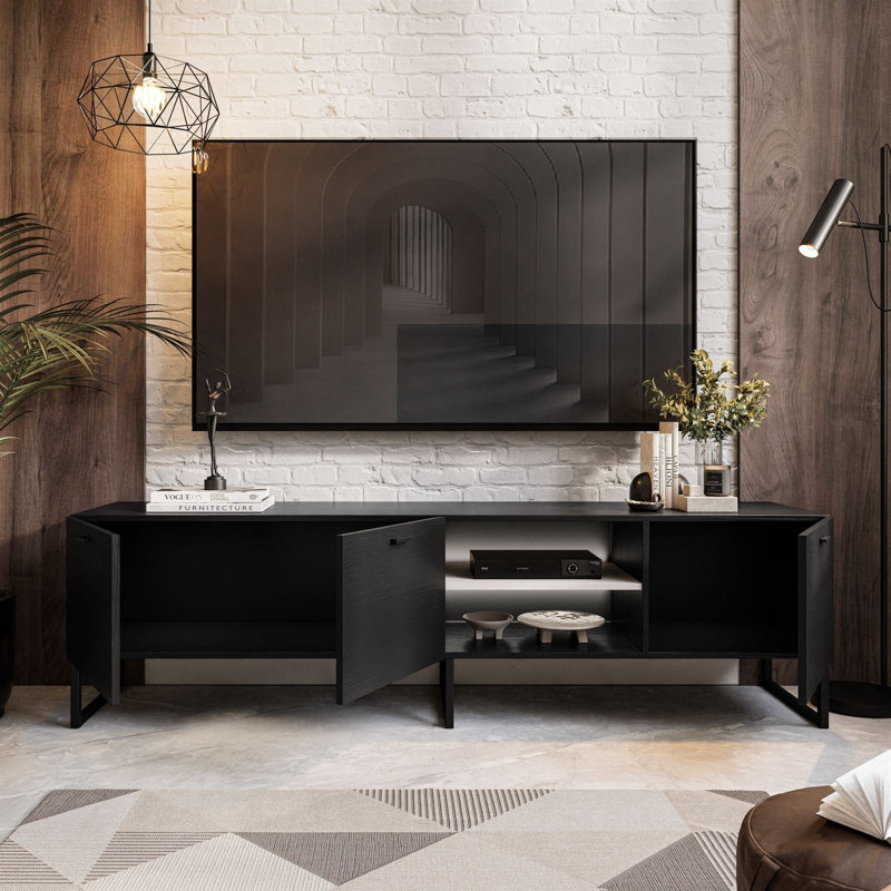Quirama Moonlight 185 cm RTV Cabinet Cashmere, Black