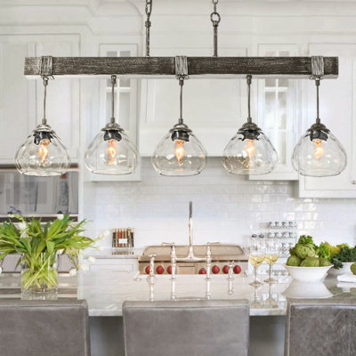  LineGlow 5 - Light Linear Glass Kitchen Island Pendant Light