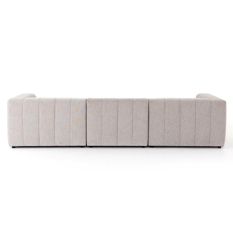 Langham Modular Chaise Sectional, Right Hand Facing, Light Gray Napa Sandstone Polyester, Black