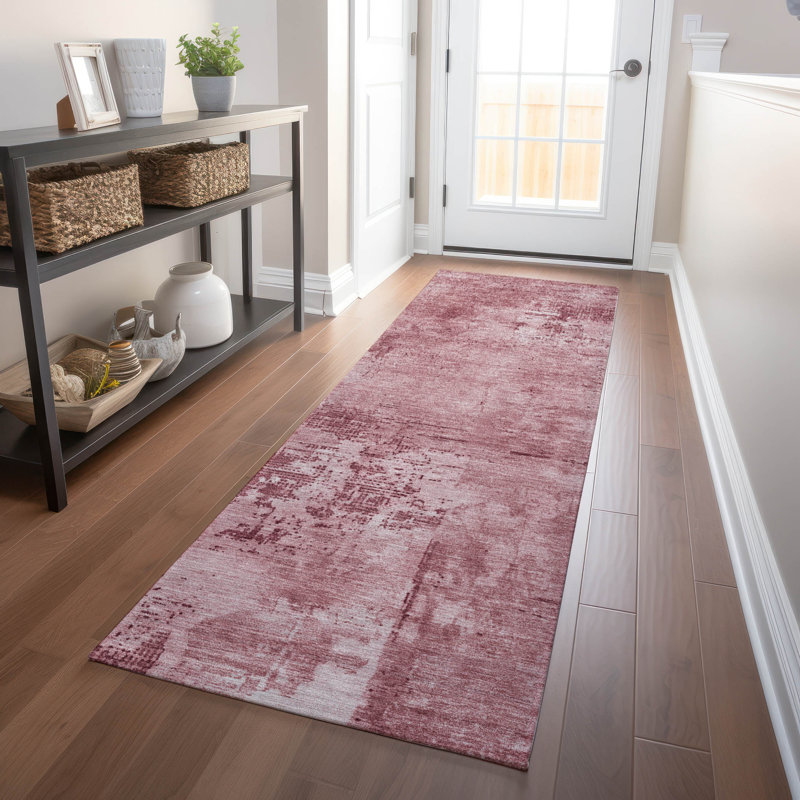 Tapis lavable intérieur / extérieur rose Cassiva , 2'3" x 7'6"