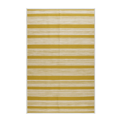 Machine Washable Horizontal Stripes Beige Area Rug
