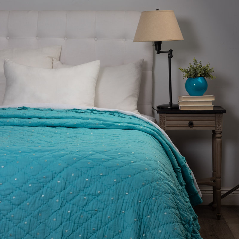 Casey Percale Quilt, Teal, Twin Quilt