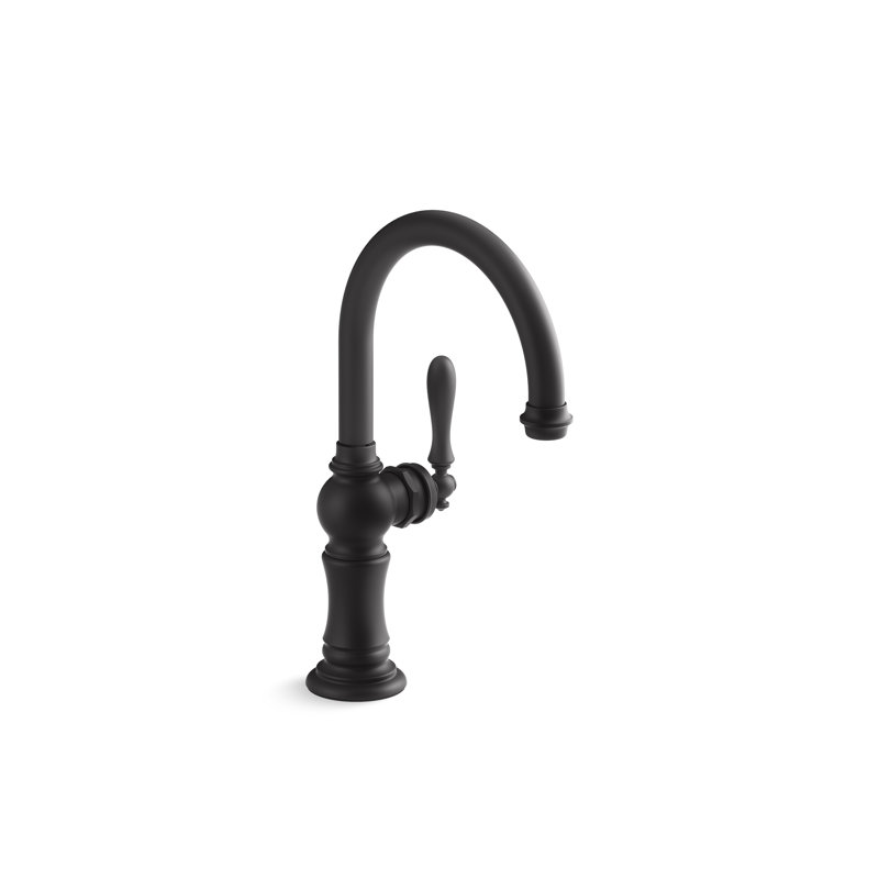 Artifacts® Single-Hole Bar Faucet with Supply Lines, Matte Black