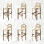 Chaise à dossier à lattes en noyer (paquet de 6)-296821175-296821192