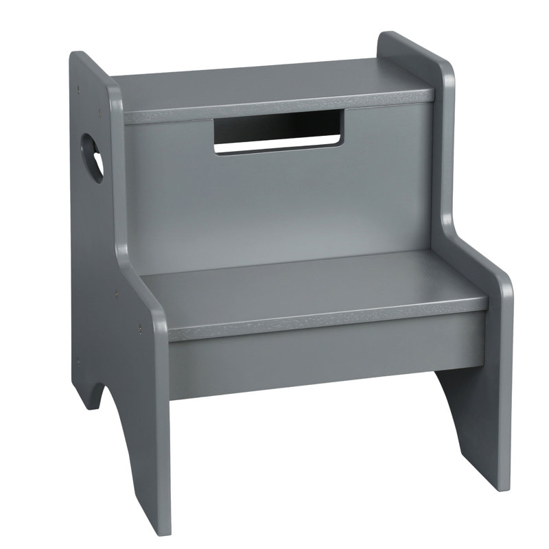 Tabouret en bois à deux marches pour adultes et enfants Wildkin, gris