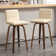 Swivel Upholstered Counter & Bar Stool With Solid Wood Frame and L-Shaped PU Leather Back