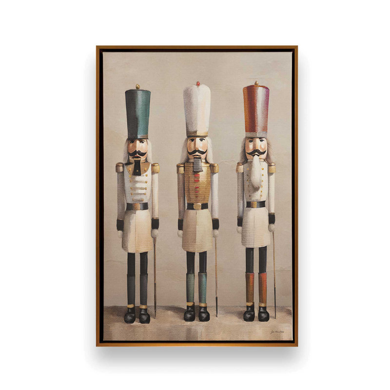 Nutcracker Trio By Jo Moulton Art Print, 49.5" H x 37.5" W, Floater Framed Print Canvas without Mat, Gold
