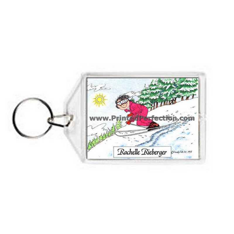 Porte-clés personnalisé Skieur, neige - mâle, Oui