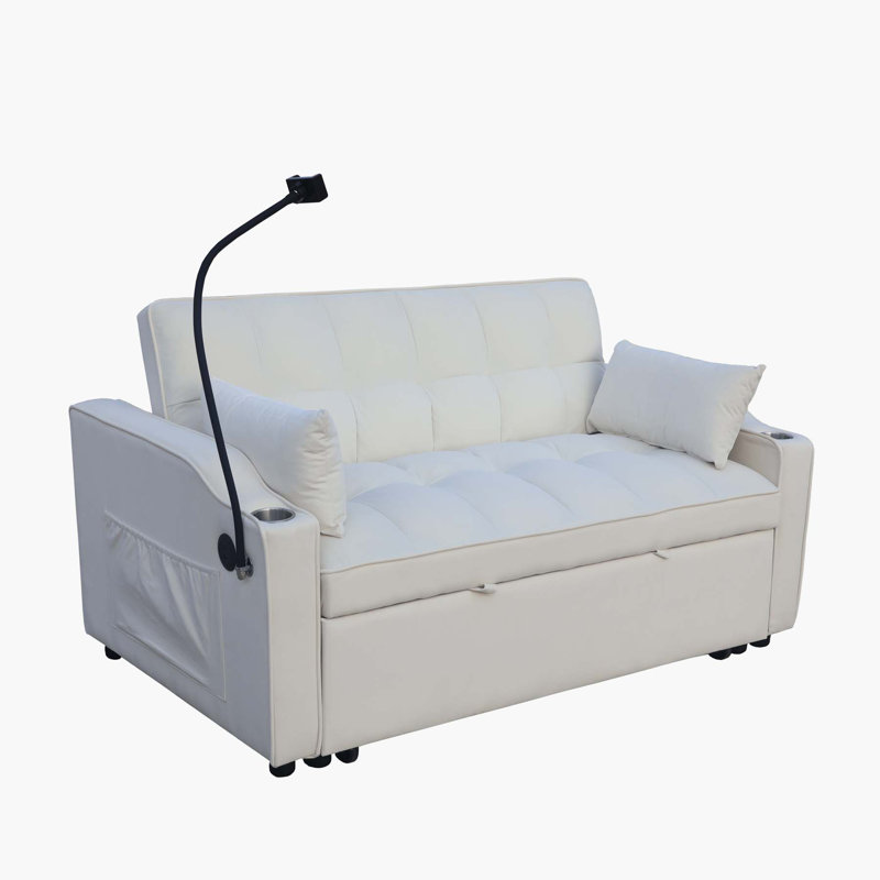 Canapé-lit convertible en velours, Beige