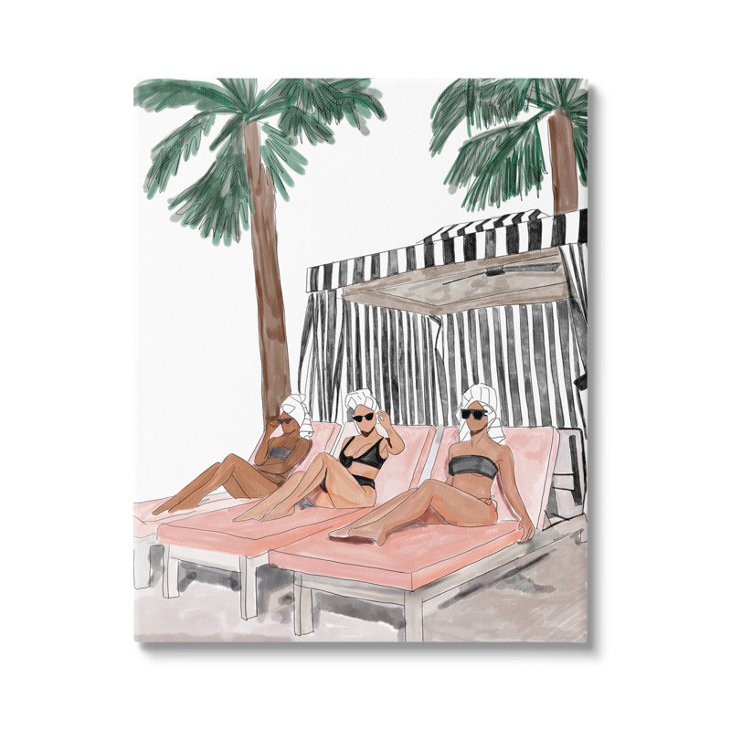 "Au-433", impression sur toile par Amelia Noyes, filles, vacances tropicales sur toile, H 20 po x l 16 po x P 1,5 po
