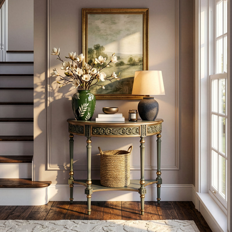 Danelle Demilune 30" Console Table, Pastel Green