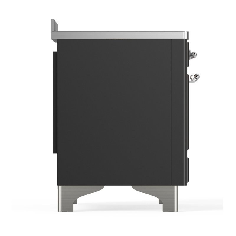 Majestic III Series 48 Inch Induction Range with 6 Induction Elements in Matte Graphite (Brass Trim), Matte Graphite, Chrome