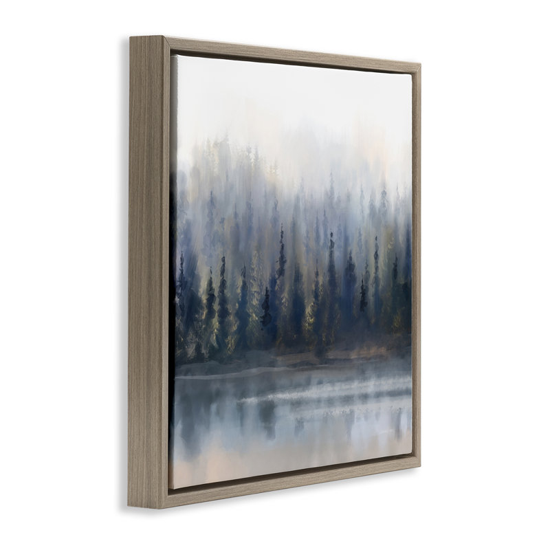 "Misty Gray Forest", art mural encadré par Danhui Nai, H 25 po x l 25 po, Cadre flottant orme Montalcino