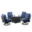 Ensemble de table de foyer en aluminium noir avec quatre fauteuils club-29733442