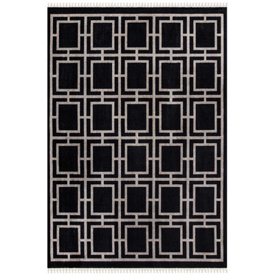 Tapis noir en polyester tissé à la machine Jarmall