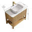 Meuble-lavabo de salle de bain, meuble de rangement autoportant en contreplaqué avec portes en bambou et tablette ouverte, vasque en céramique à motif marbré et plateau en pierre frittée-241233171