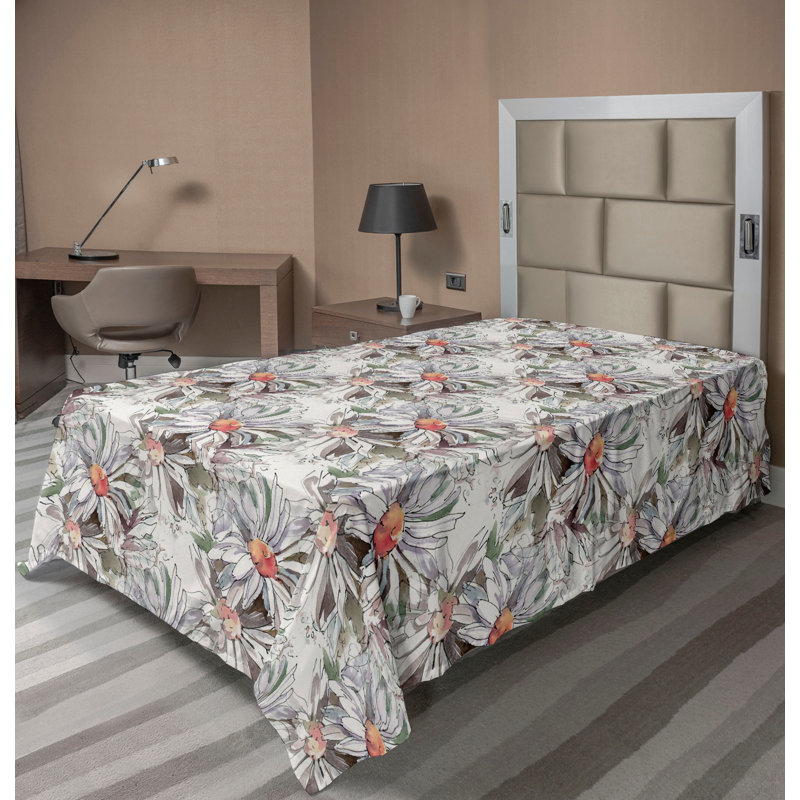Drap de couleur camouflage Ambesonne, Drap plat pour lit simple
