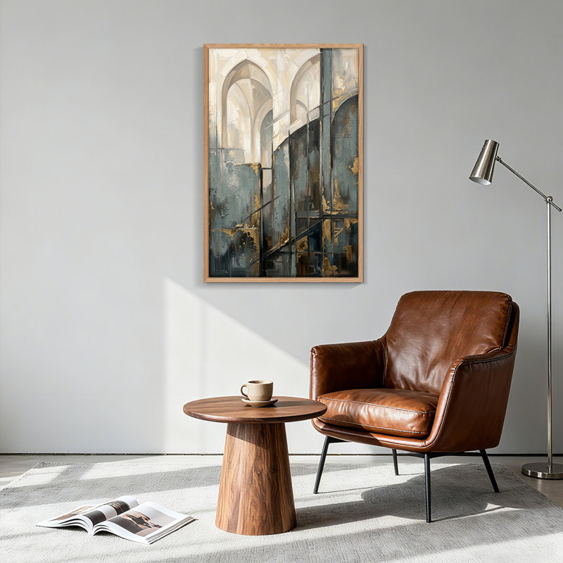 Ensemble d'une toile murale architecturale abstraite, 48"H x 32"W, Natural