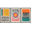 «Mid-Century Multicolor Color Block Shape Abstract Geometric», ensemble de 3 impressions sur toile flottante encadrées-75849581-75849580