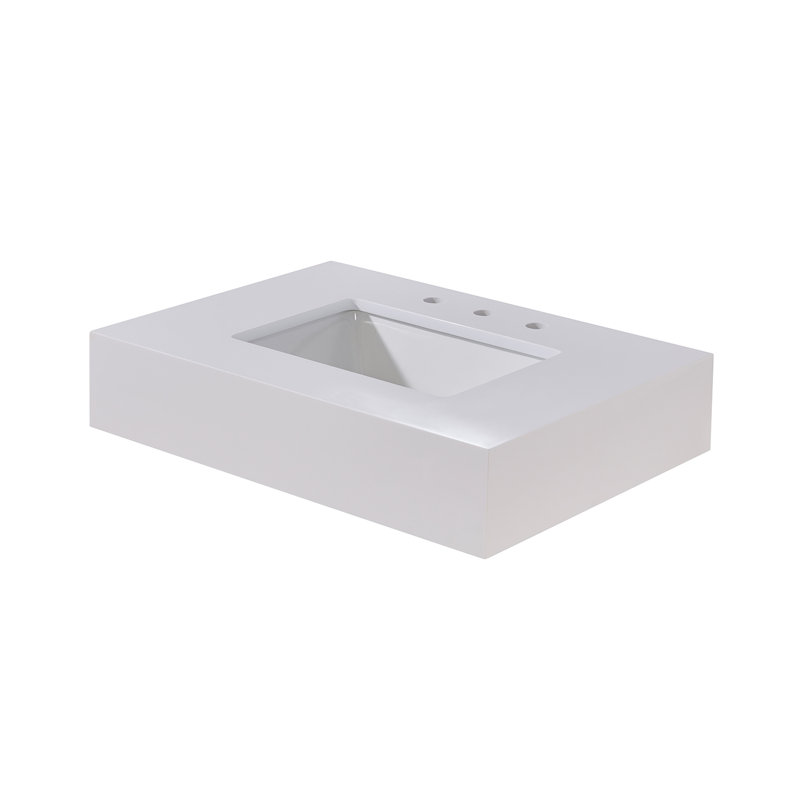 30" Snow White Ceramic Bathroom Vanity Top with Sink